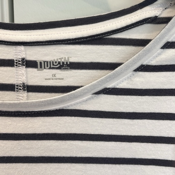 Duluth long sleeve striped tee, navy and white, size 1x - Picture 2 of 6